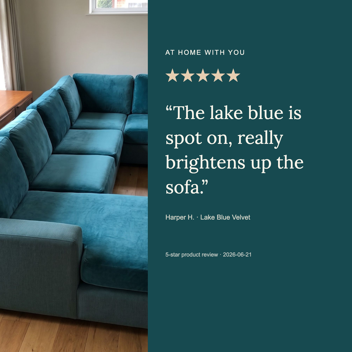 Sitzkissenbezug aus Samt fürs Sofa – Seeblau – Ansicht 10