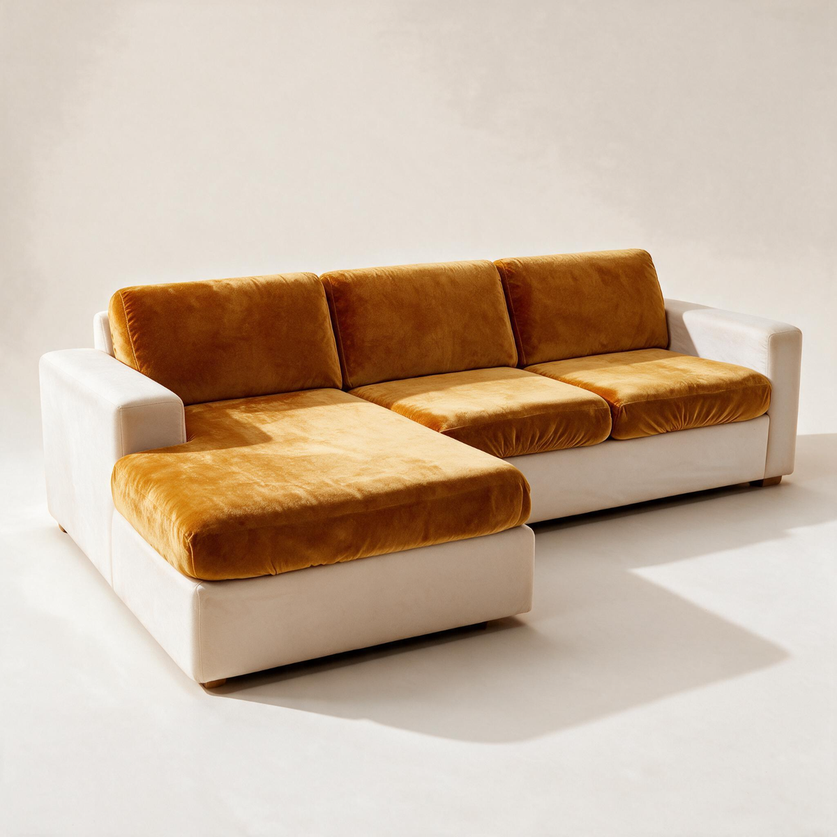 Sitzkissenbezug aus Samt fürs Sofa – Orange – Ansicht 1