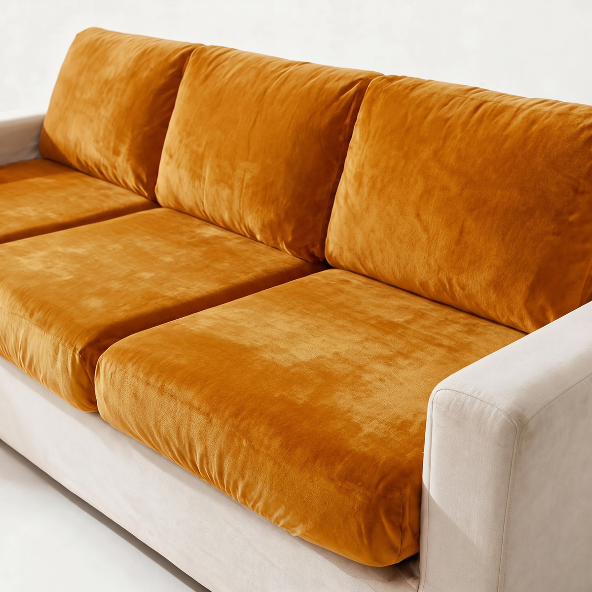 Sitzkissenbezug aus Samt fürs Sofa – Orange – Ansicht 2
