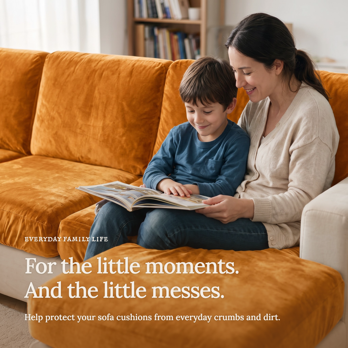 Sitzkissenbezug aus Samt fürs Sofa – Orange – Ansicht 6