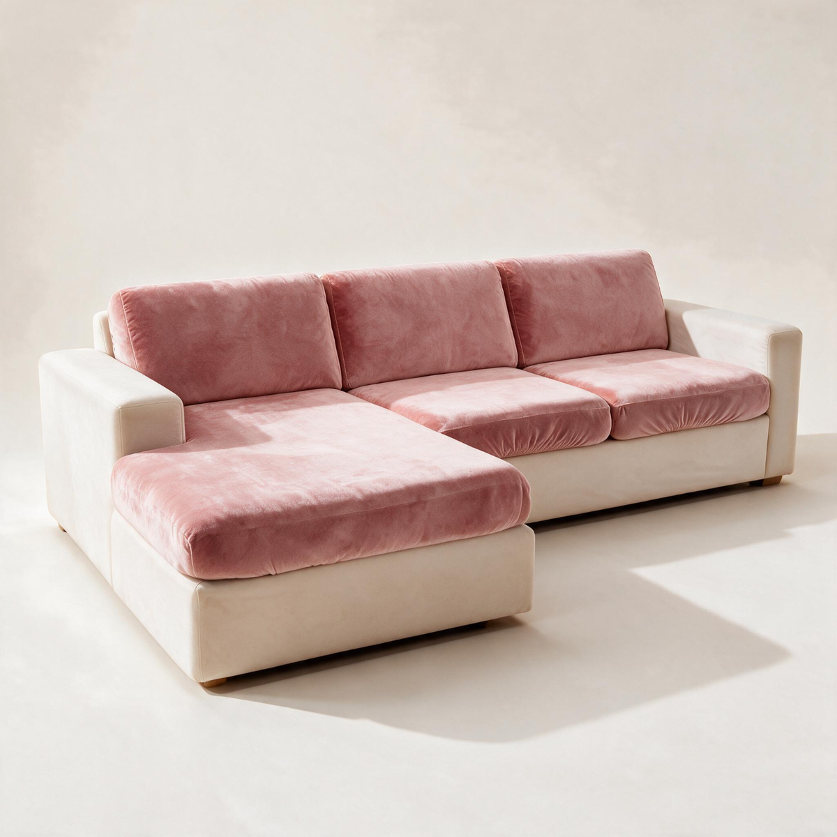 Sitzkissenbezug aus Samt fürs Sofa – Rosa – Ansicht 1