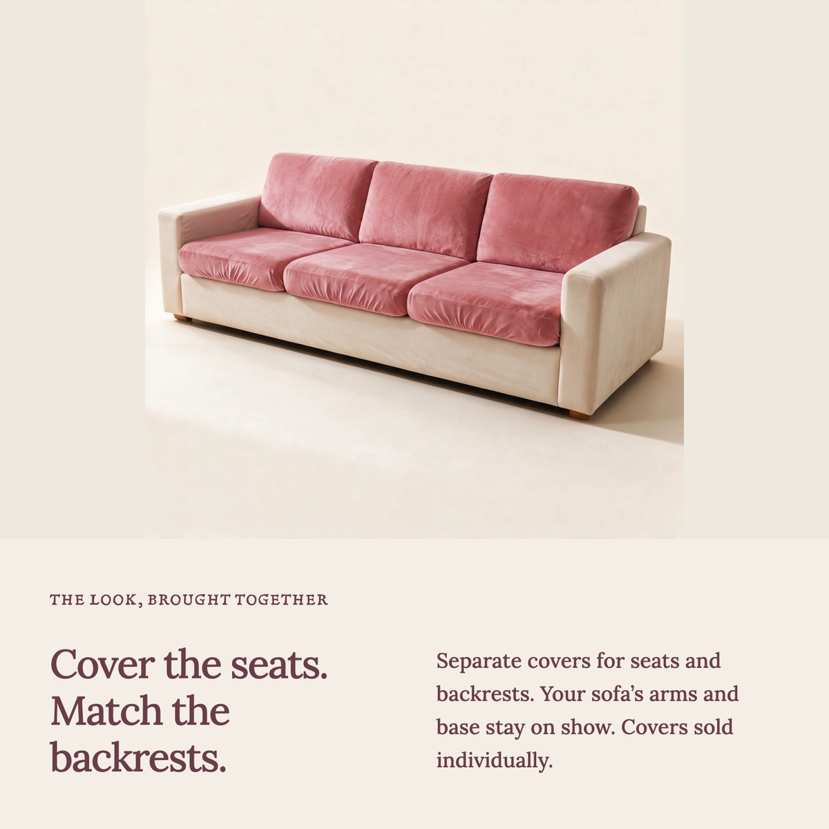 Sitzkissenbezug aus Samt fürs Sofa – Rosa – Ansicht 3