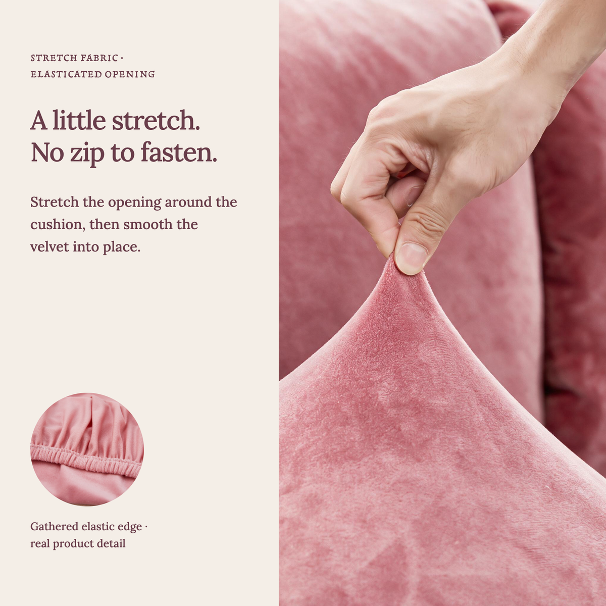 Sitzkissenbezug aus Samt fürs Sofa – Rosa – Ansicht 8