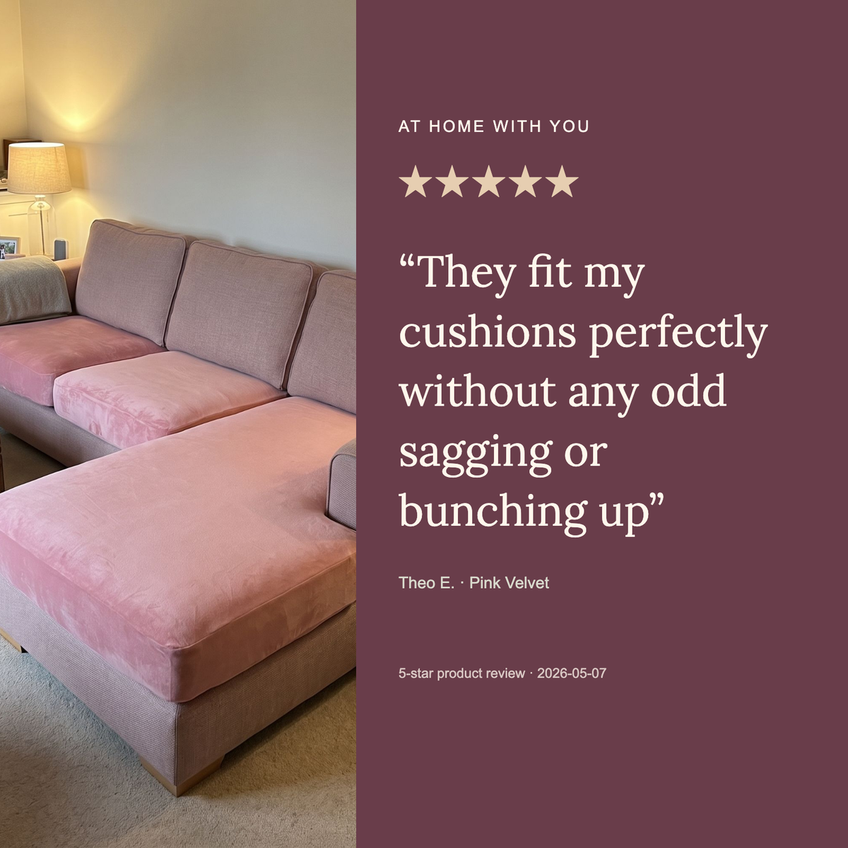 Sitzkissenbezug aus Samt fürs Sofa – Rosa – Ansicht 10