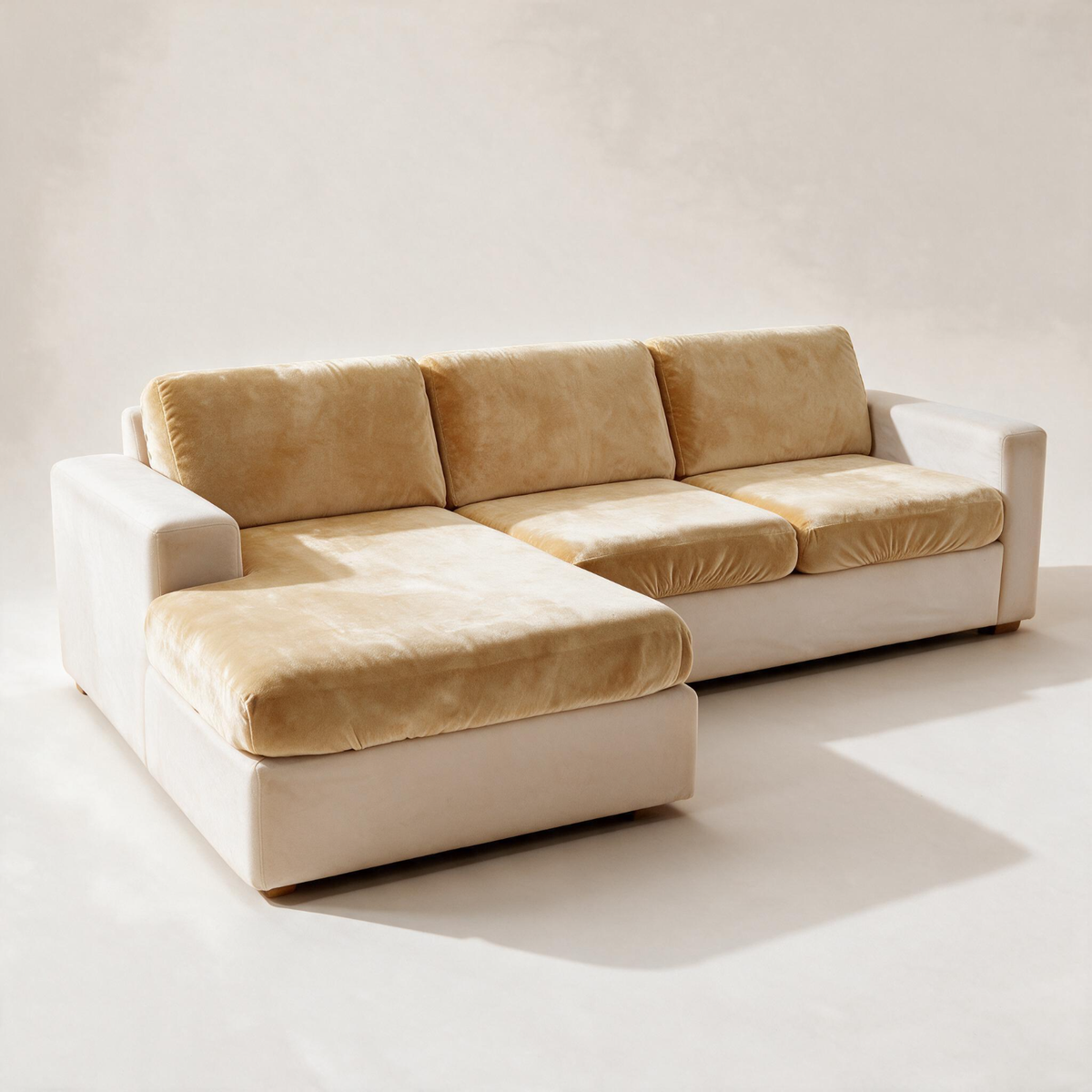 Sitzkissenbezug aus Samt fürs Sofa – Beige – Ansicht 1