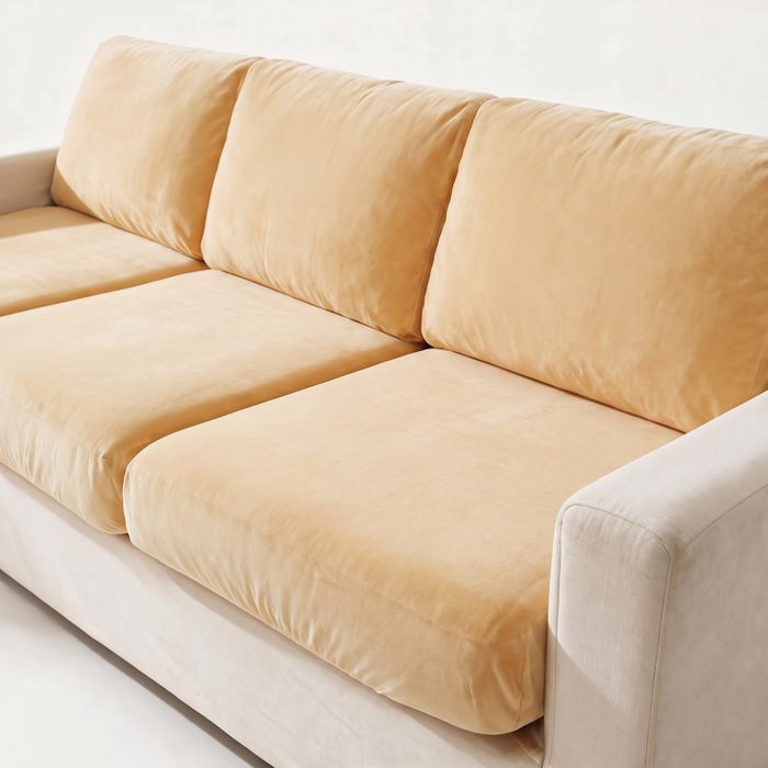 Sitzkissenbezug aus Samt fürs Sofa – Beige – Ansicht 2