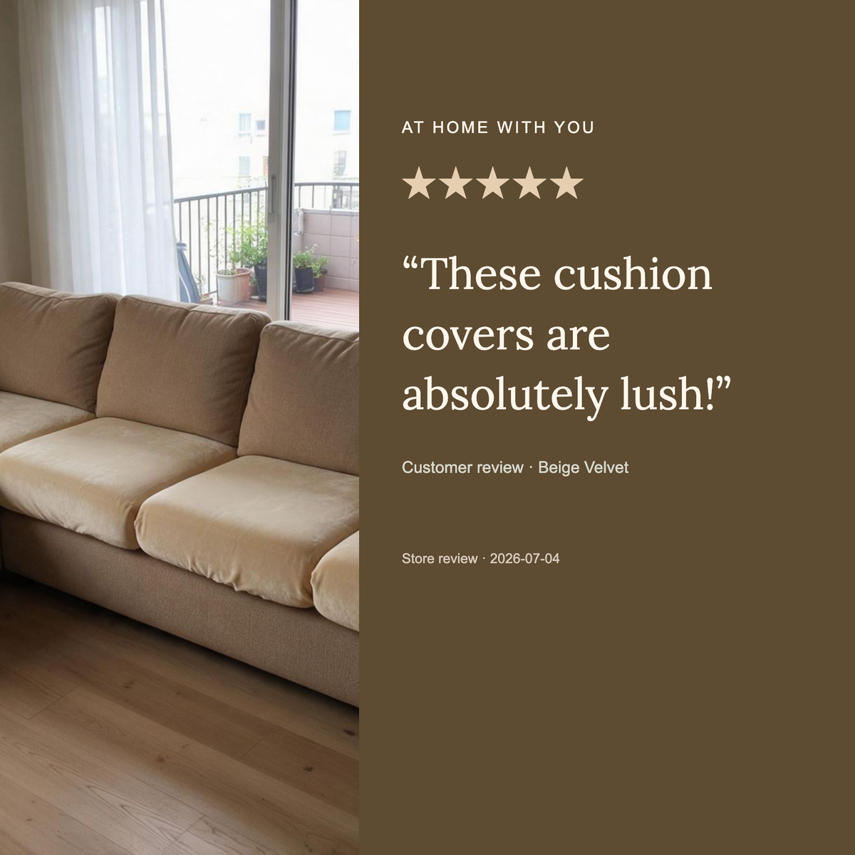 Sitzkissenbezug aus Samt fürs Sofa – Beige – Ansicht 10