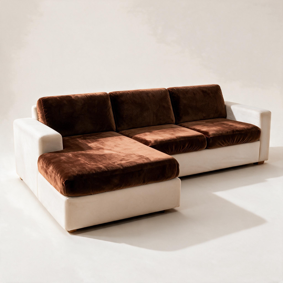Sitzkissenbezug aus Samt fürs Sofa – Braun – Ansicht 1