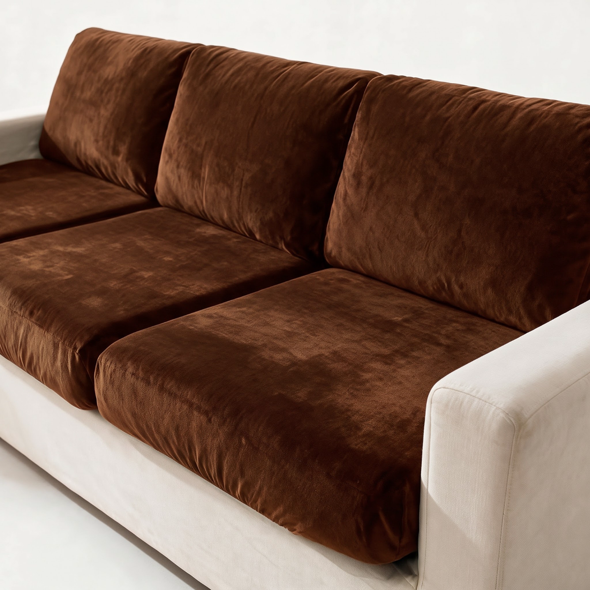 Sitzkissenbezug aus Samt fürs Sofa – Braun – Ansicht 2