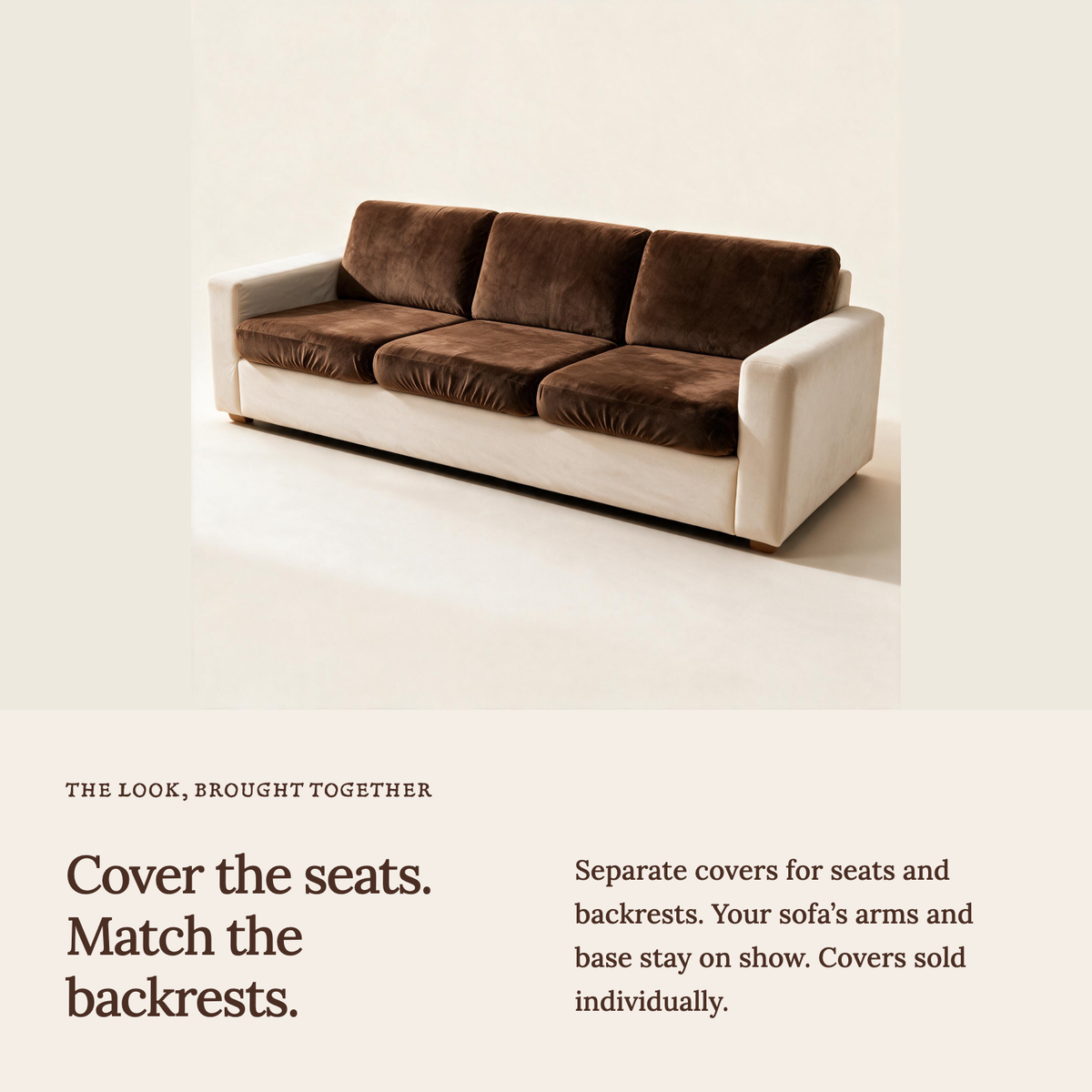 Sitzkissenbezug aus Samt fürs Sofa – Braun – Ansicht 3