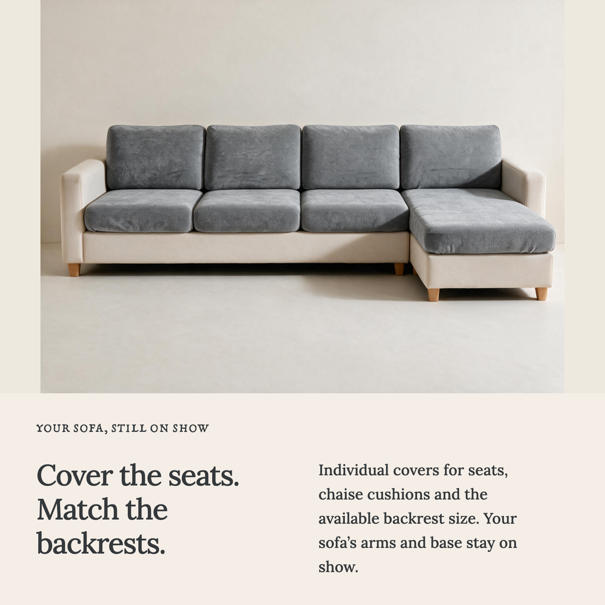 Sitzkissenbezug Luma fürs Sofa – Mittelgrau – Ansicht 3