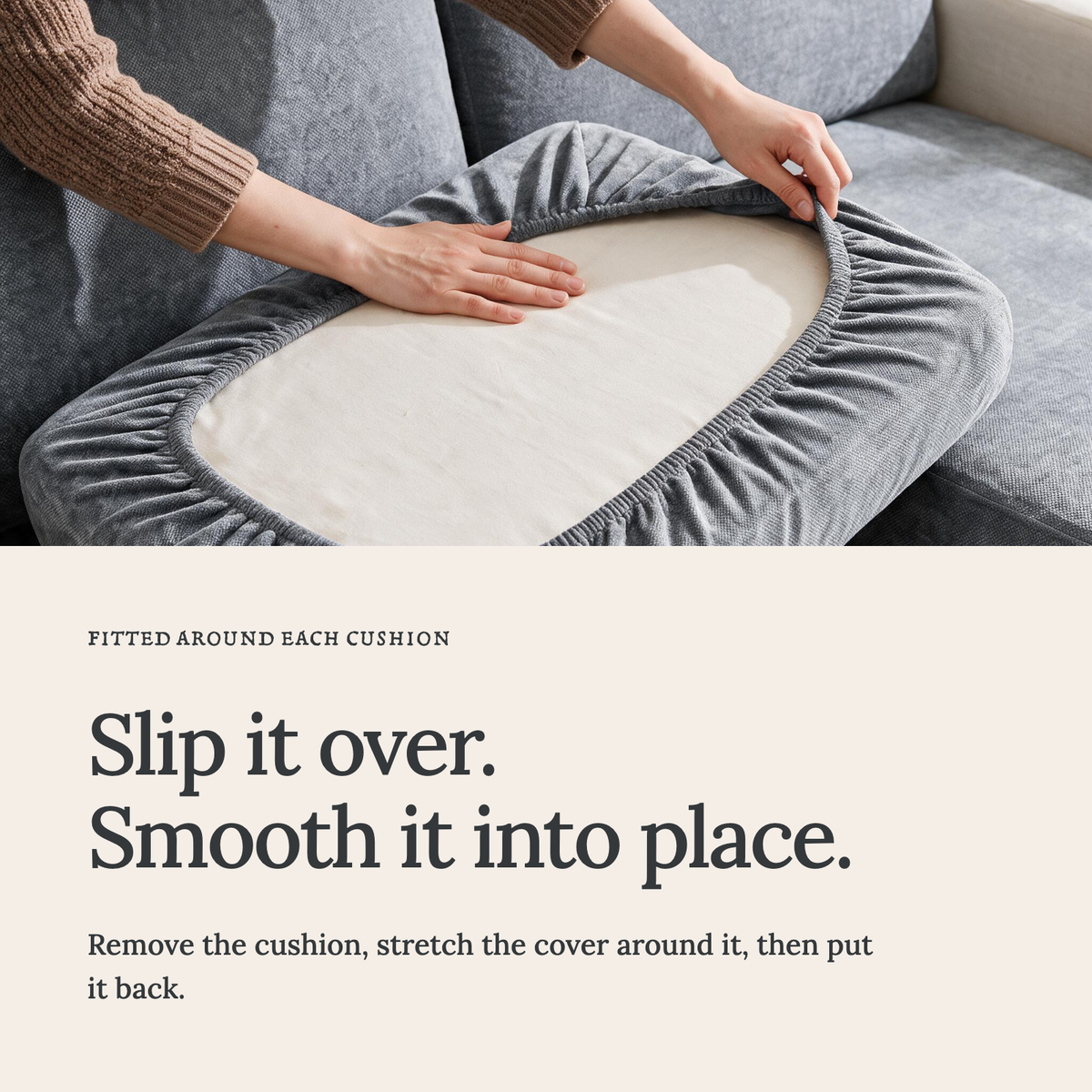 Sitzkissenbezug Luma fürs Sofa – Mittelgrau – Ansicht 4