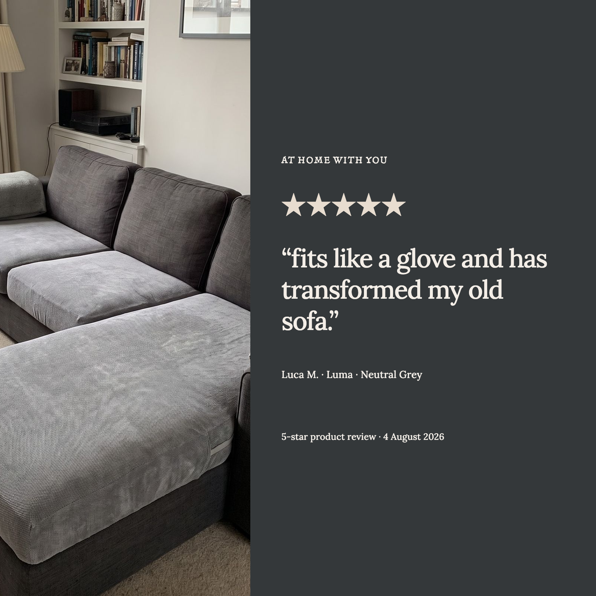 Sitzkissenbezug Luma fürs Sofa – Mittelgrau – Ansicht 10