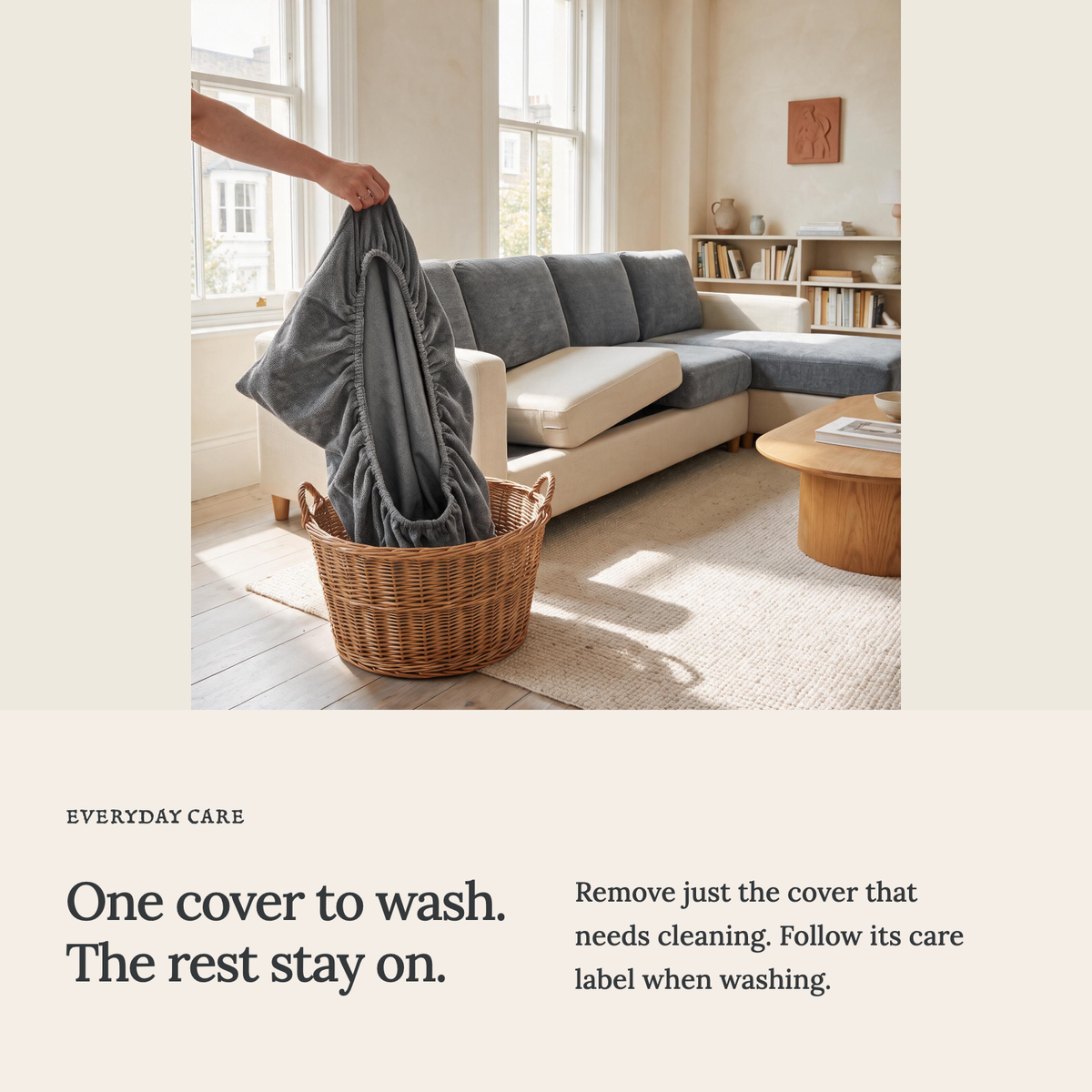 Sitzkissenbezug Luma fürs Sofa – Mittelgrau – Ansicht 9