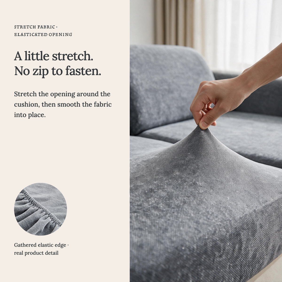 Sitzkissenbezug Luma fürs Sofa – Mittelgrau – Ansicht 8
