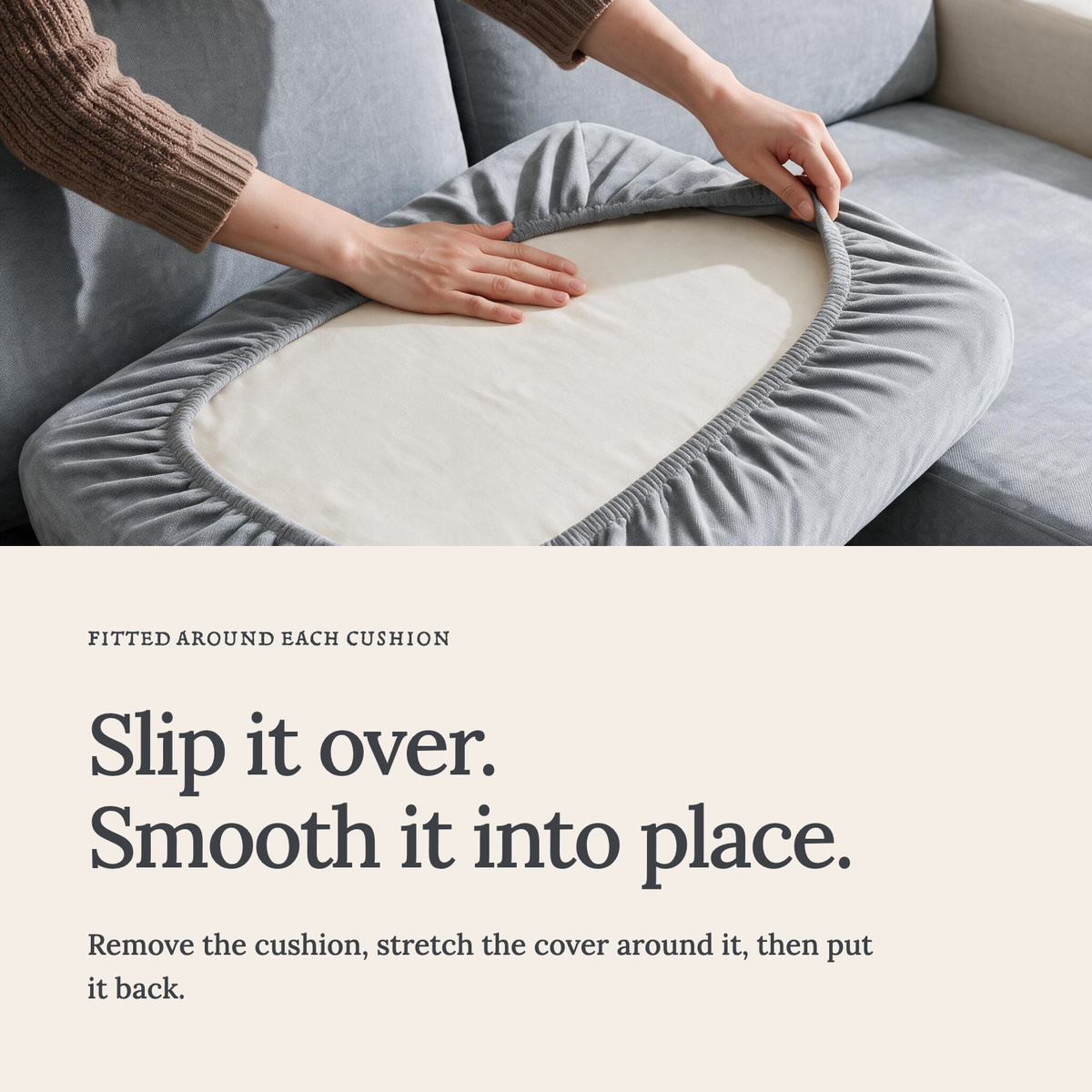 Sitzkissenbezug Luma fürs Sofa – Hellgrau – Ansicht 4