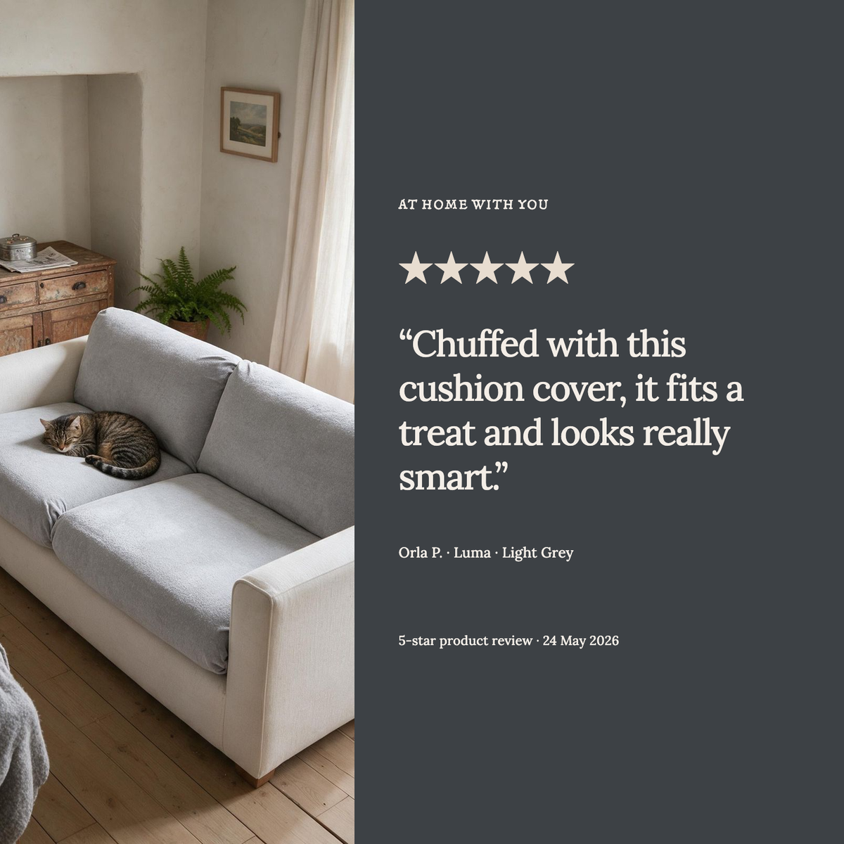 Sitzkissenbezug Luma fürs Sofa – Hellgrau – Ansicht 10