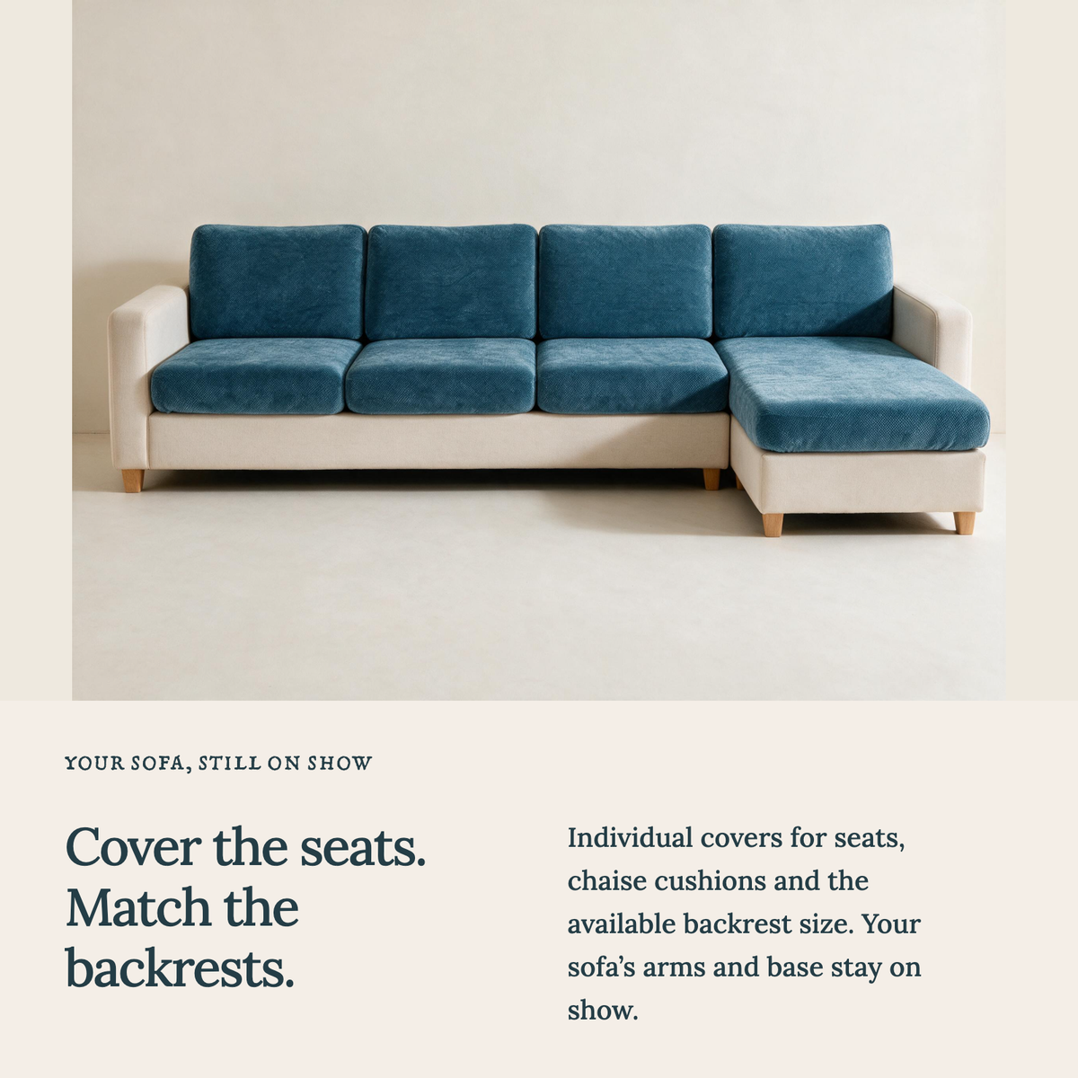 Sitzkissenbezug Luma fürs Sofa – Blau – Ansicht 3