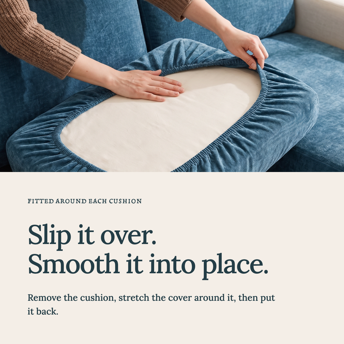 Sitzkissenbezug Luma fürs Sofa – Blau – Ansicht 4