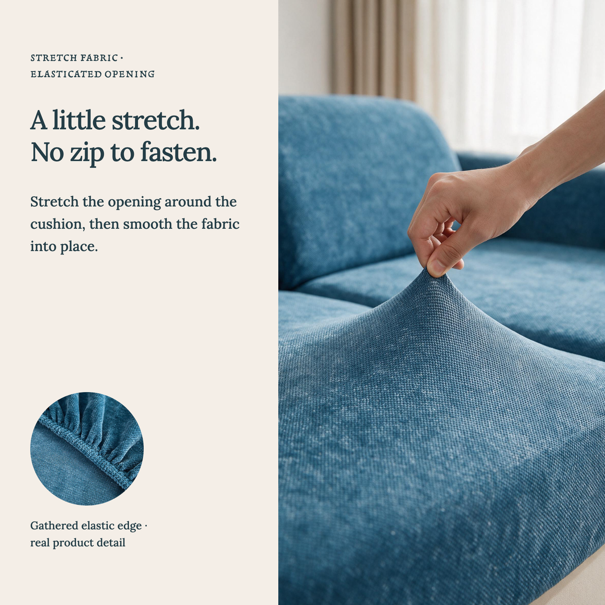 Sitzkissenbezug Luma fürs Sofa – Blau – Ansicht 8