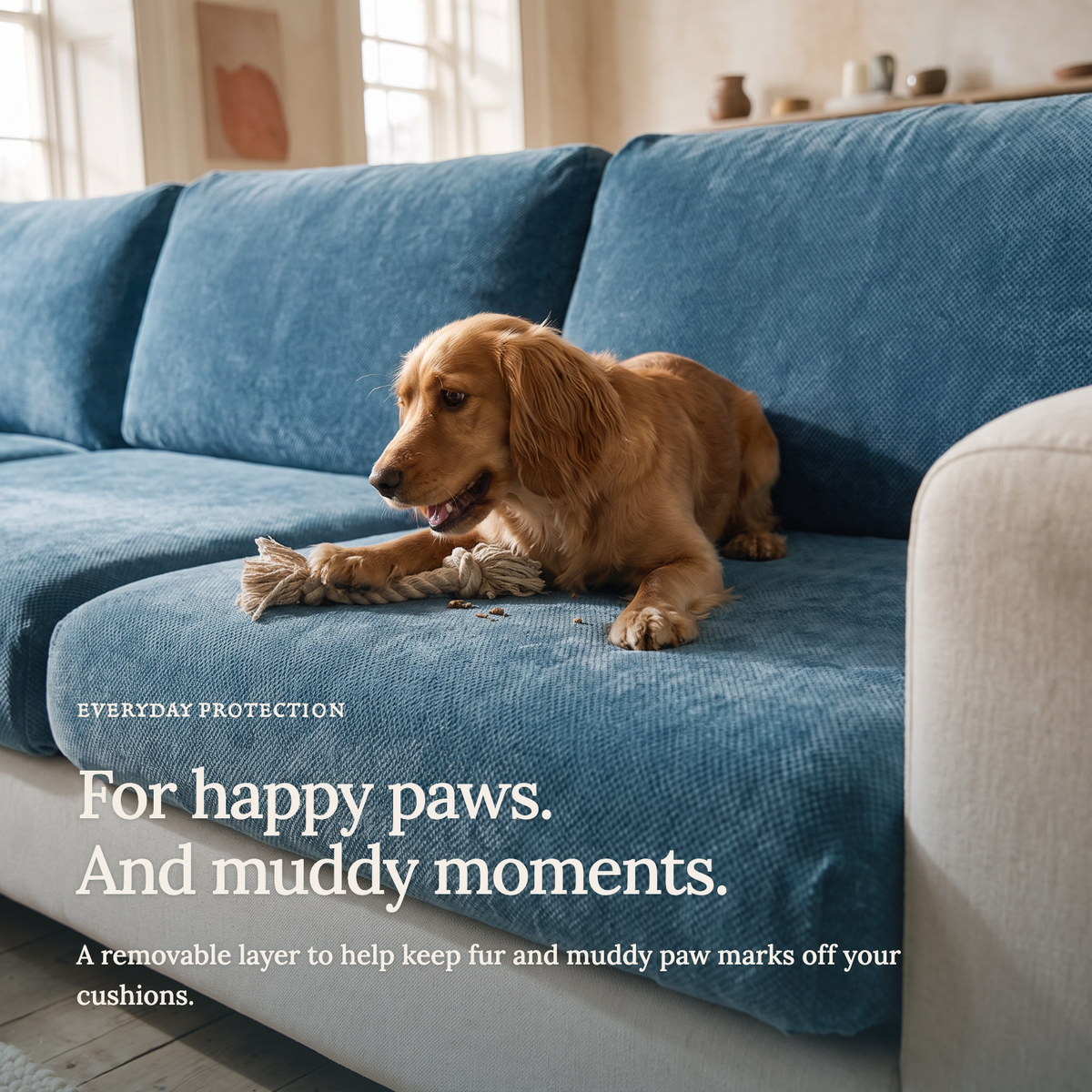 Sitzkissenbezug Luma fürs Sofa – Blau – Ansicht 7