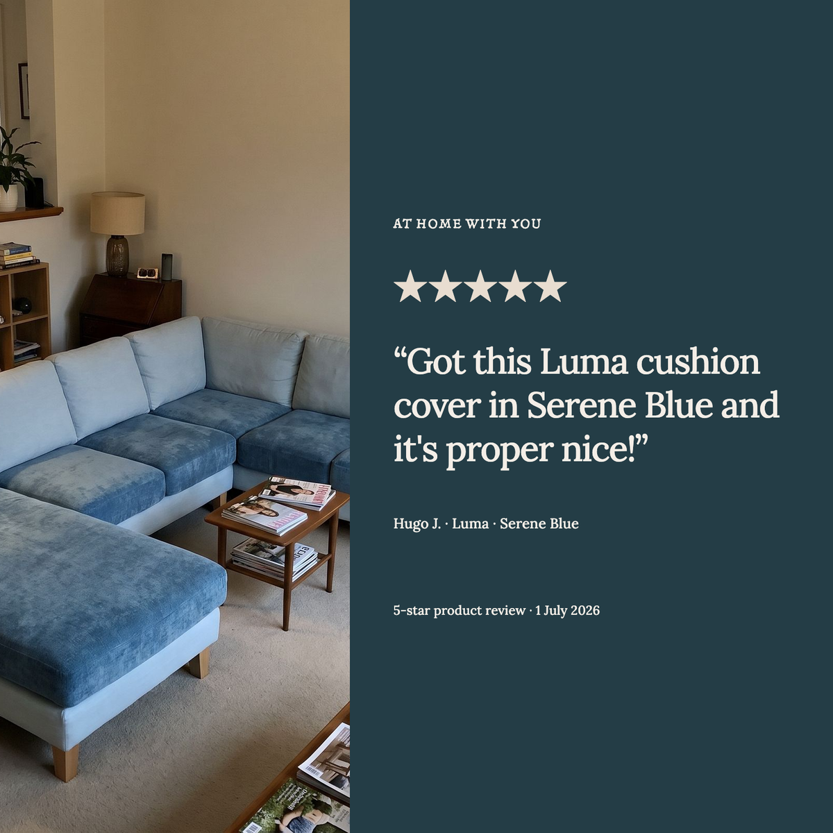 Sitzkissenbezug Luma fürs Sofa – Blau – Ansicht 10