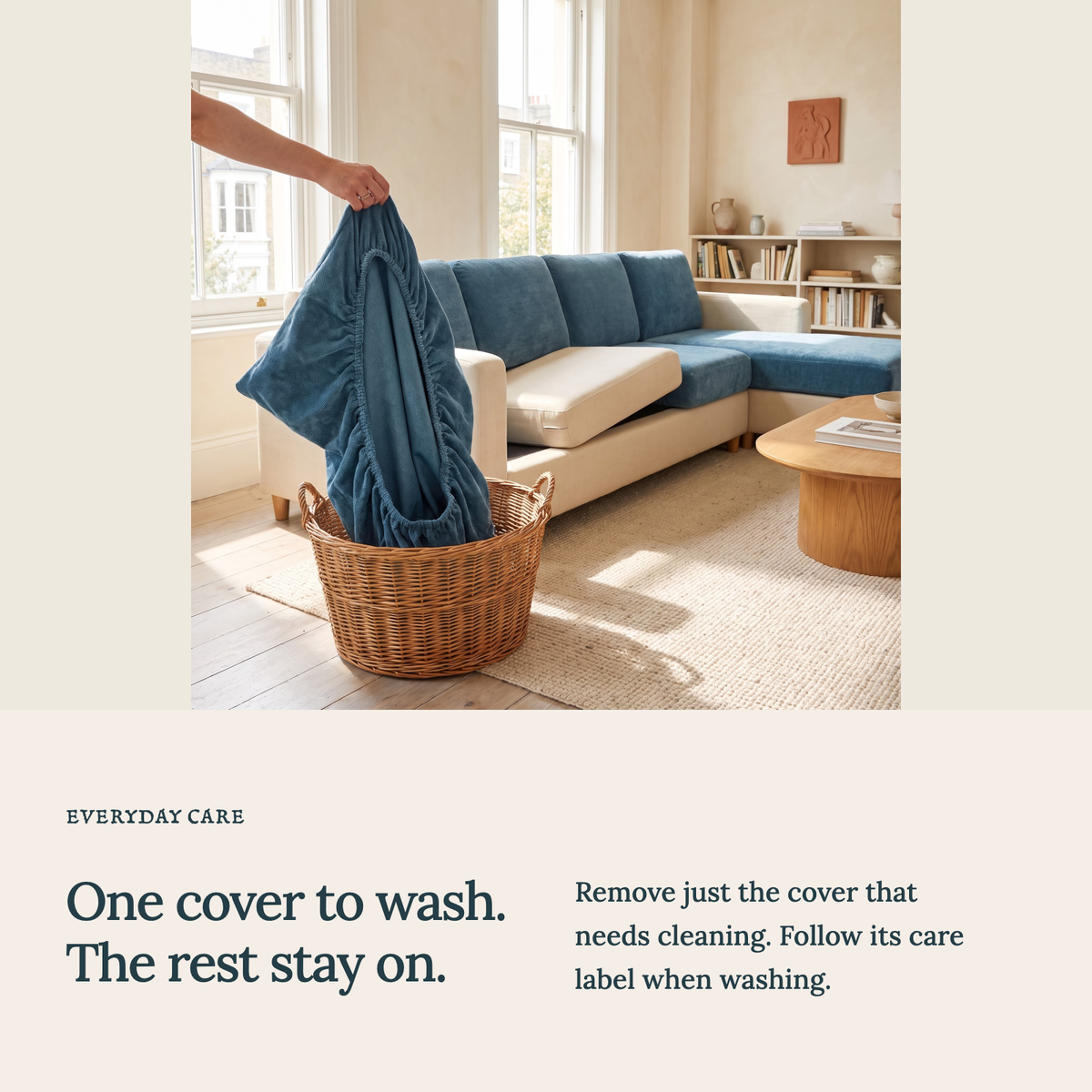 Sitzkissenbezug Luma fürs Sofa – Blau – Ansicht 9
