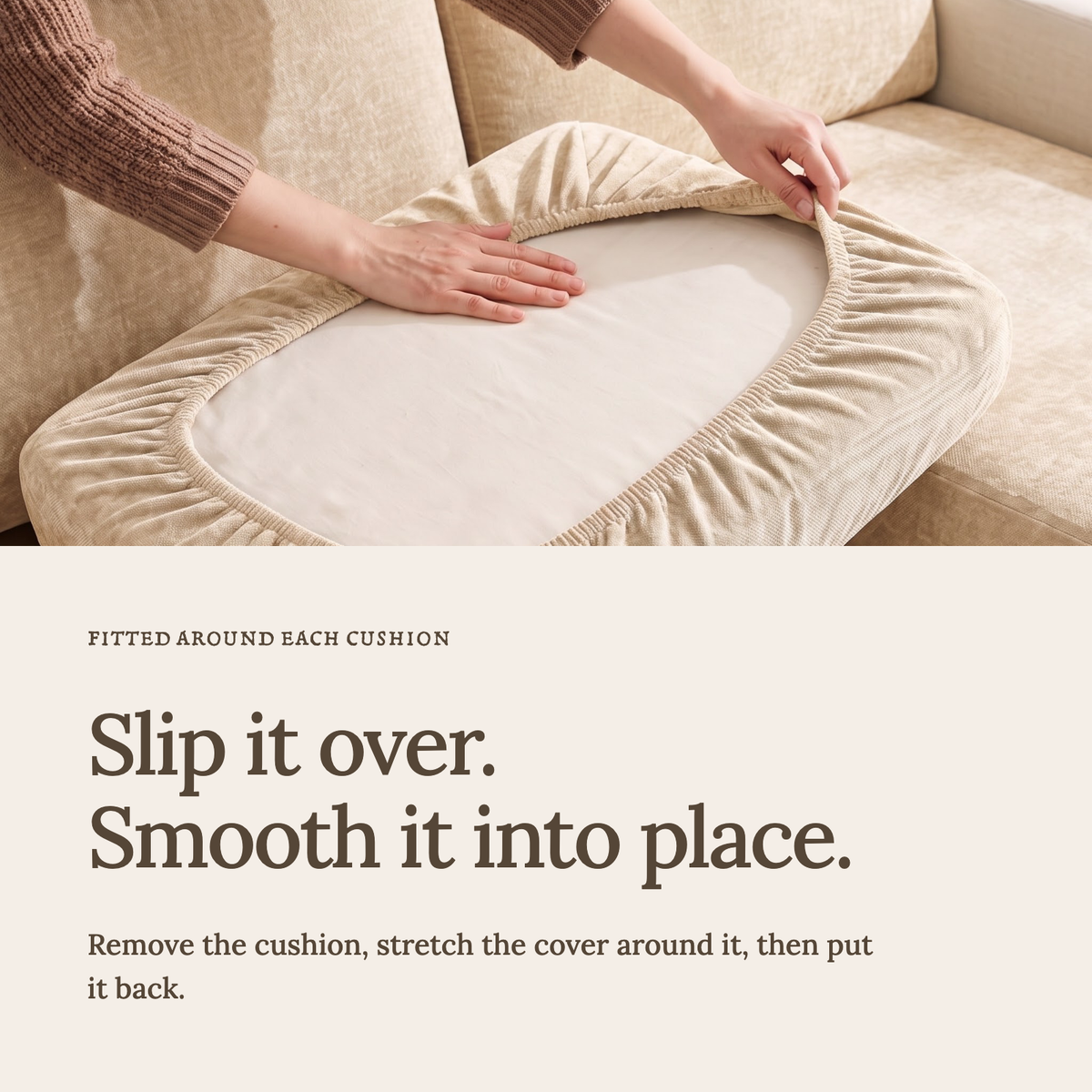 Sitzkissenbezug Luma fürs Sofa – Beige – Ansicht 4
