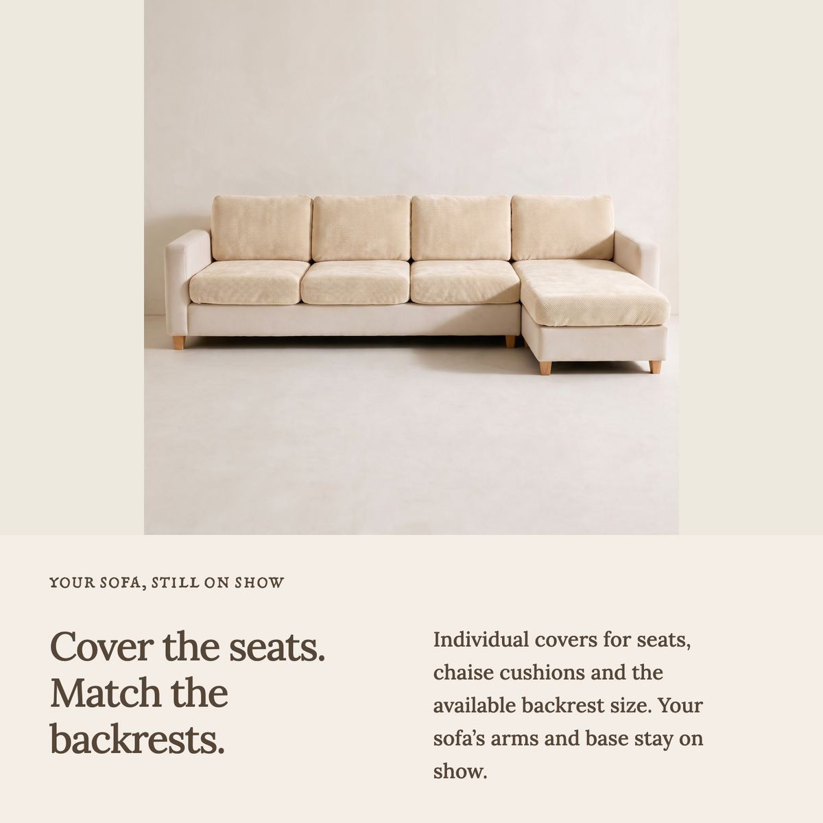 Sitzkissenbezug Luma fürs Sofa – Beige – Ansicht 3