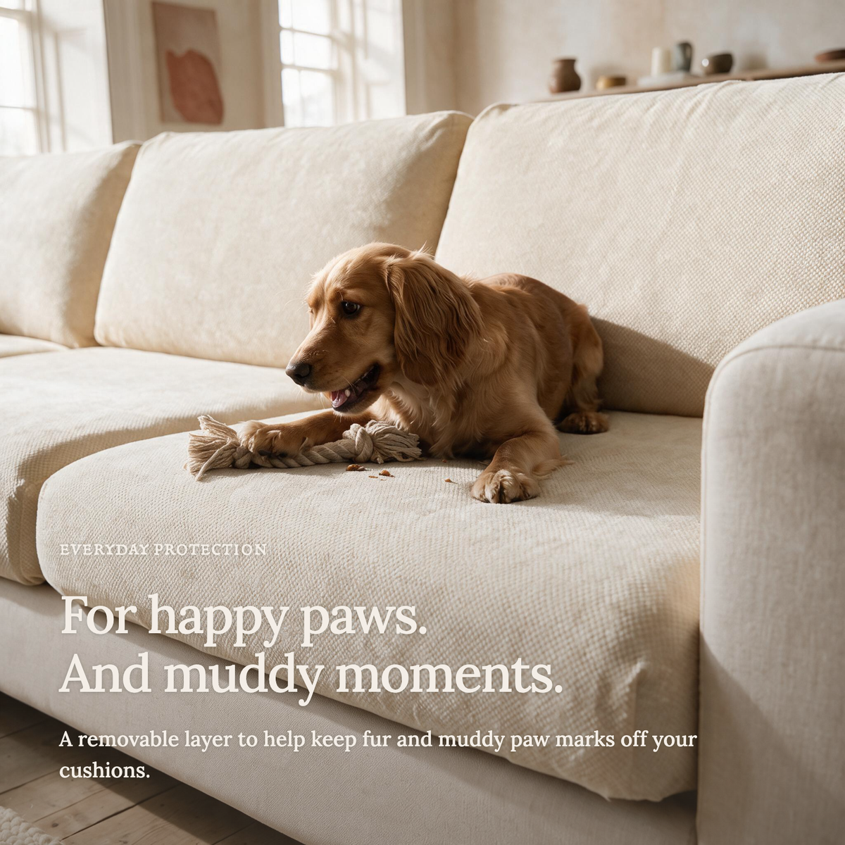 Sitzkissenbezug Luma fürs Sofa – Beige – Ansicht 7