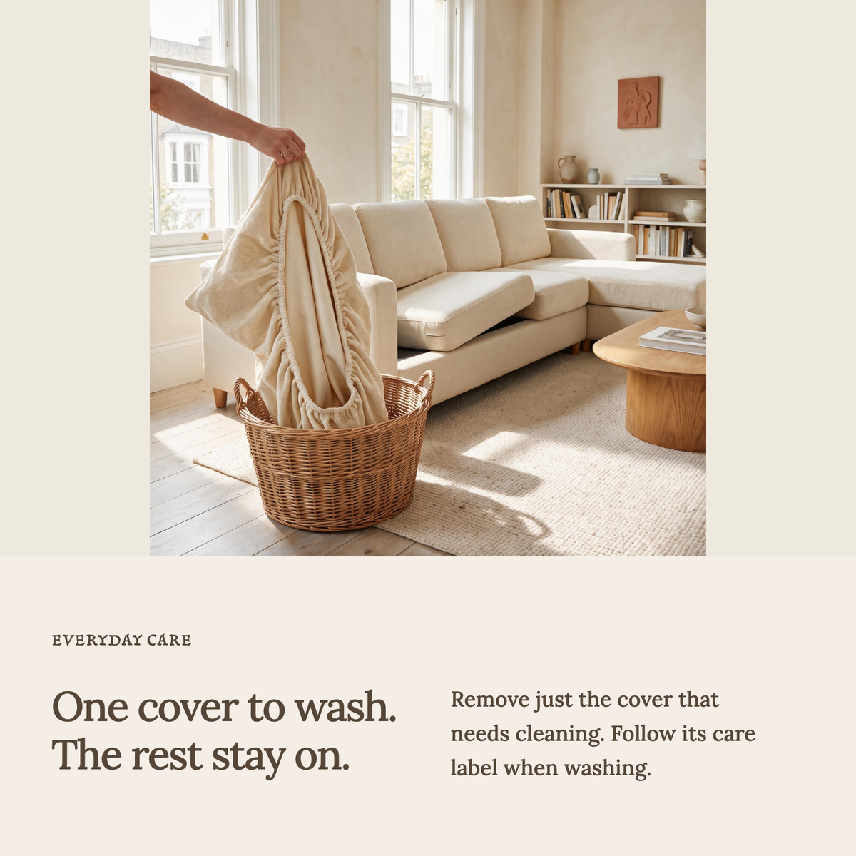 Sitzkissenbezug Luma fürs Sofa – Beige – Ansicht 9