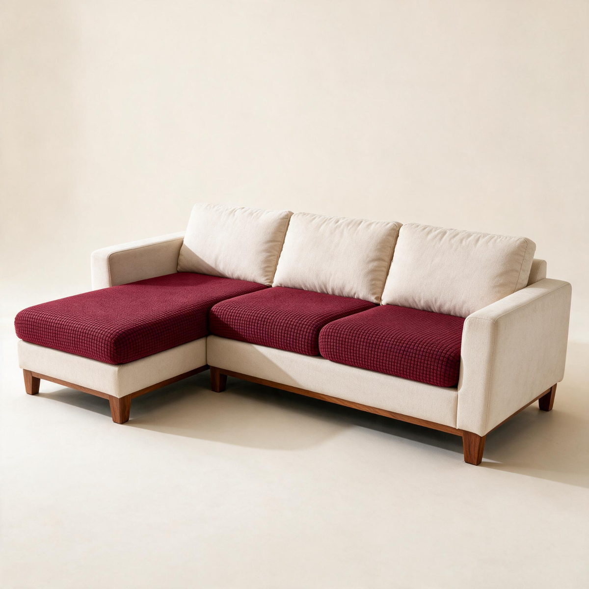 Jacquard-Sitzkissenbezug fürs Sofa – Bordeauxrot – Ansicht 1