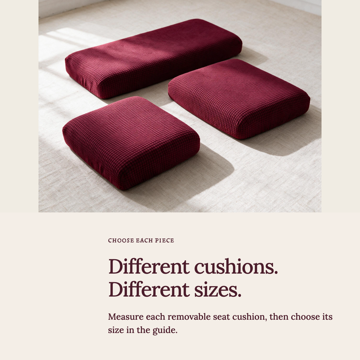Jacquard-Sitzkissenbezug fürs Sofa – Bordeauxrot – Ansicht 5