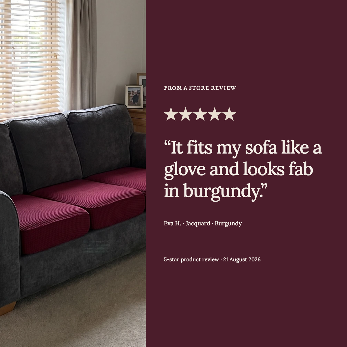 Jacquard-Sitzkissenbezug fürs Sofa – Bordeauxrot – Ansicht 10