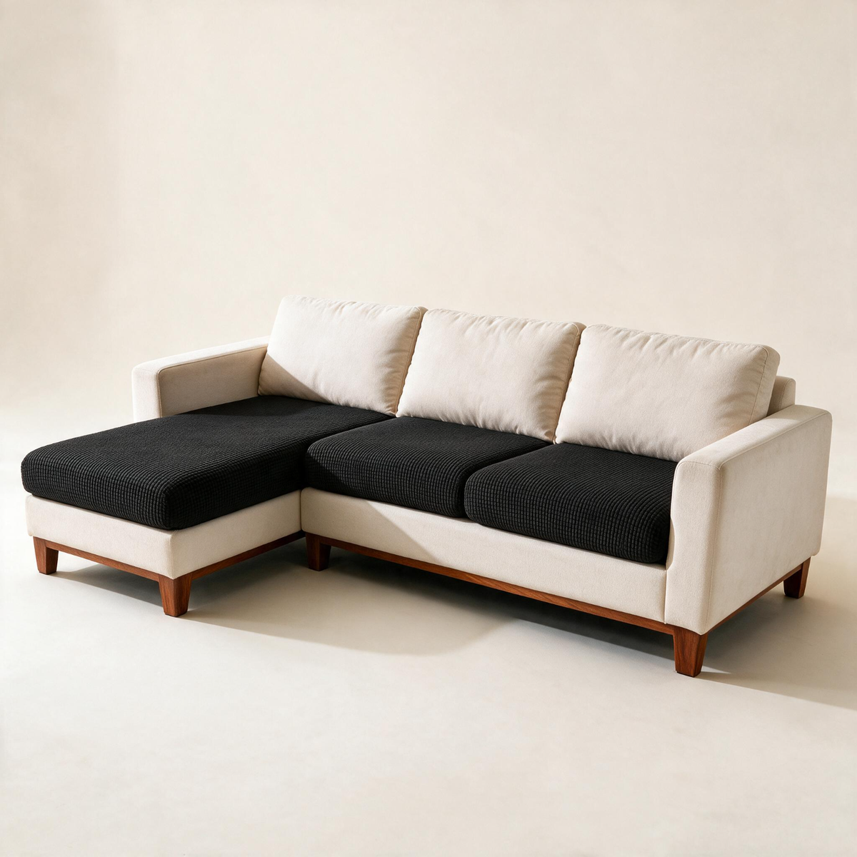Jacquard-Sitzkissenbezug fürs Sofa – Schwarz – Ansicht 1