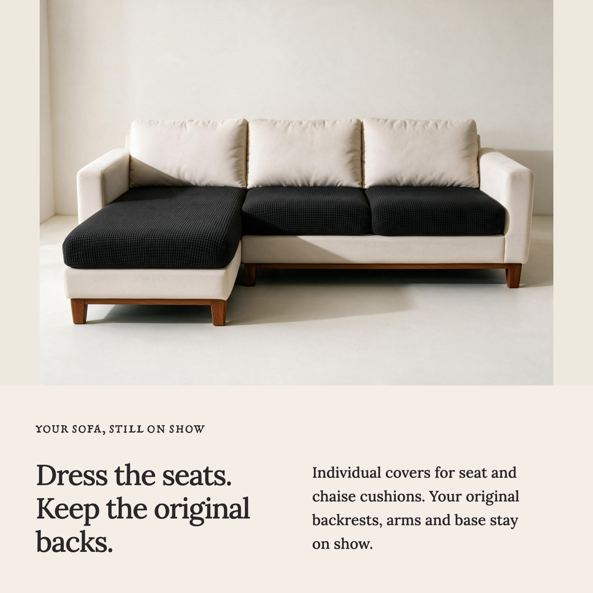 Jacquard-Sitzkissenbezug fürs Sofa – Schwarz – Ansicht 3
