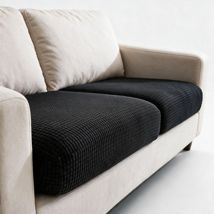 Jacquard-Sitzkissenbezug fürs Sofa – Schwarz – Ansicht 2