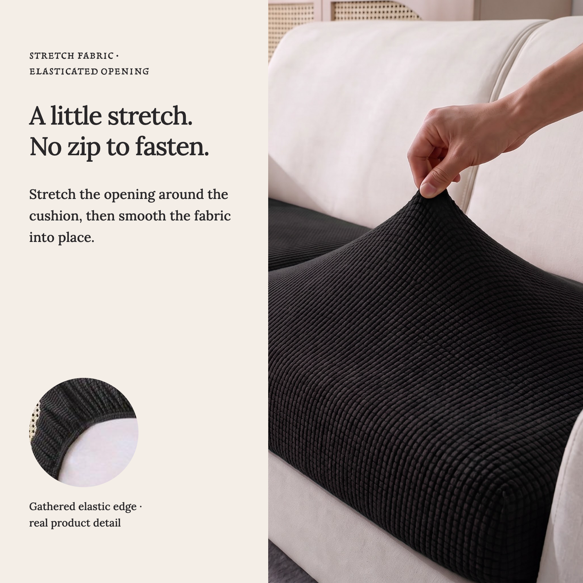 Jacquard-Sitzkissenbezug fürs Sofa – Schwarz – Ansicht 8
