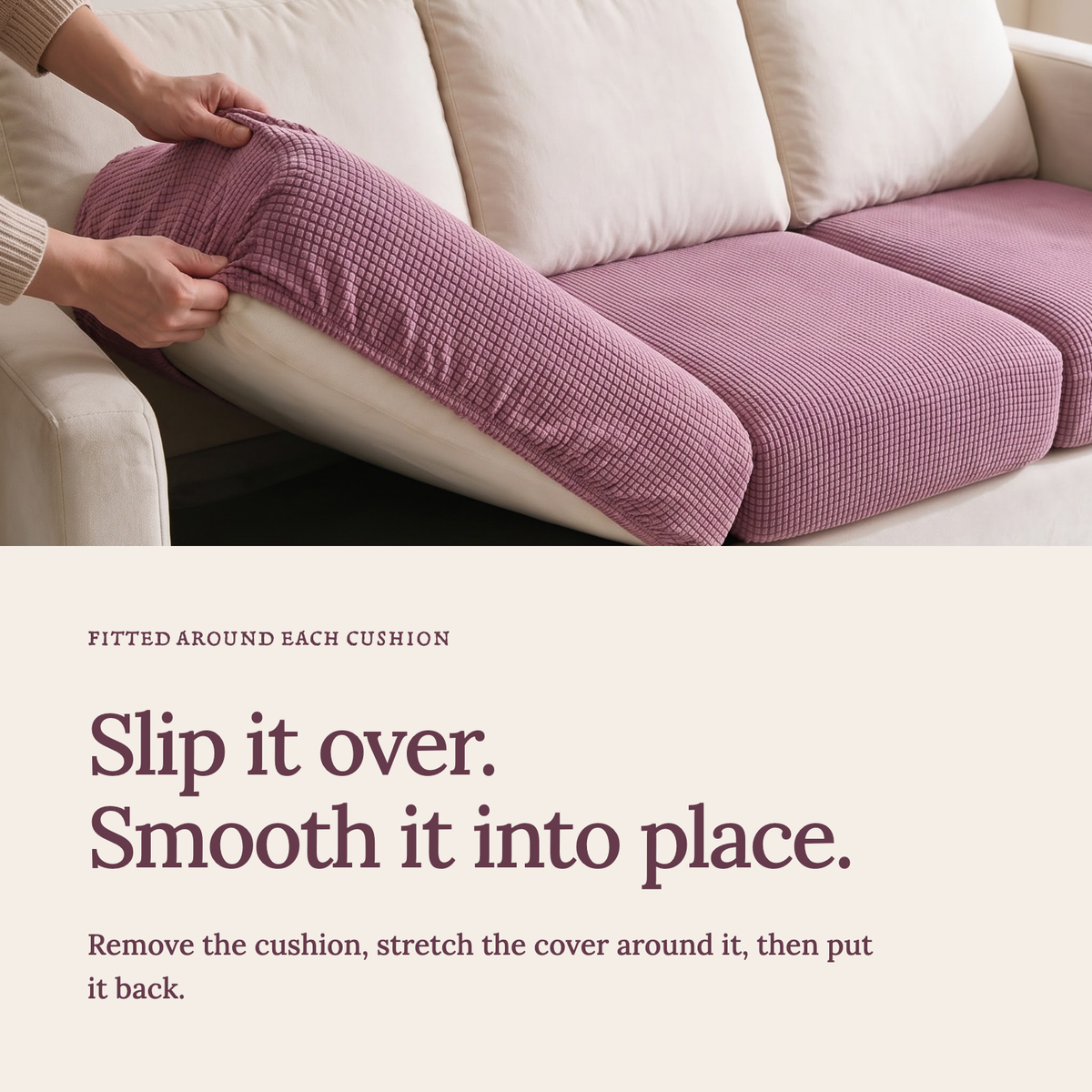 Jacquard-Sitzkissenbezug fürs Sofa – Rosa – Ansicht 4