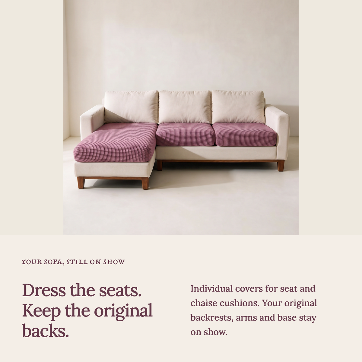 Jacquard-Sitzkissenbezug fürs Sofa – Rosa – Ansicht 3