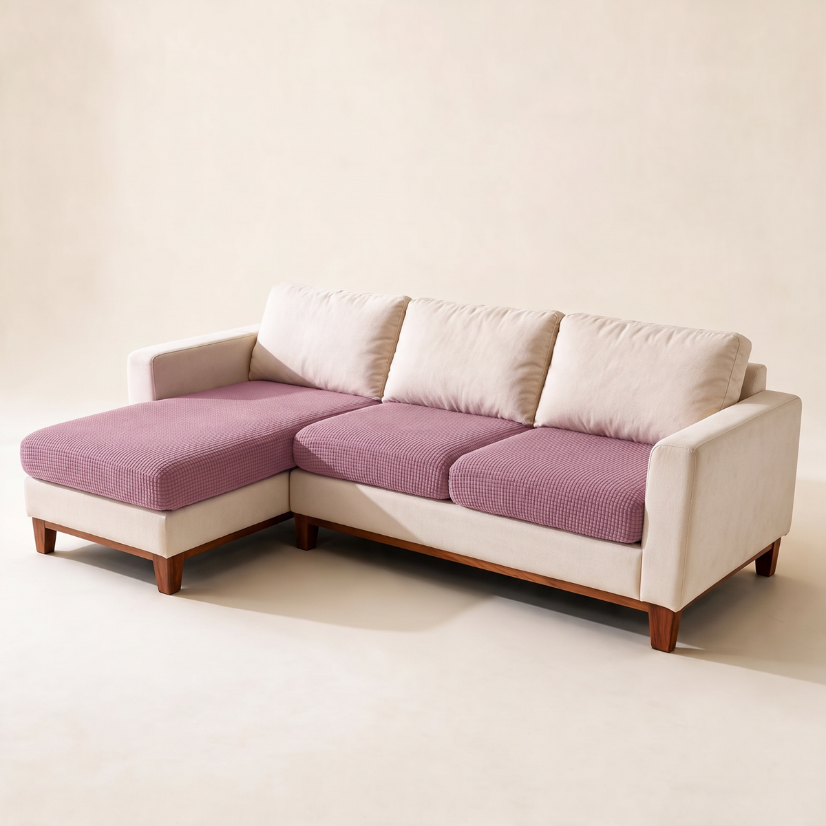 Jacquard-Sitzkissenbezug fürs Sofa – Rosa – Ansicht 1