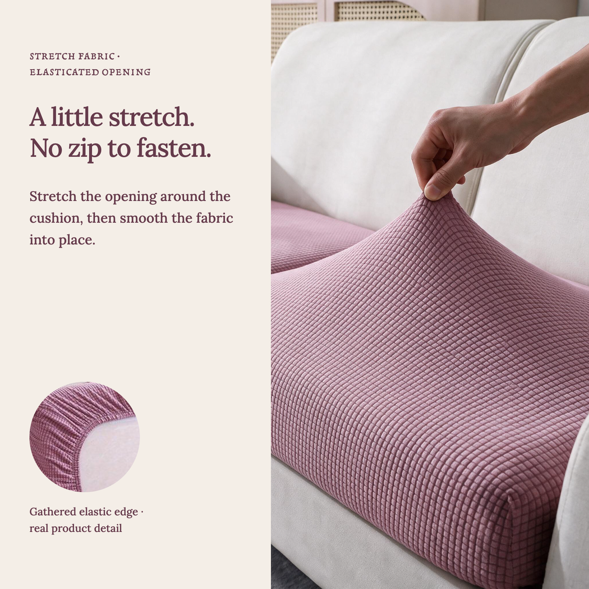 Jacquard-Sitzkissenbezug fürs Sofa – Rosa – Ansicht 8