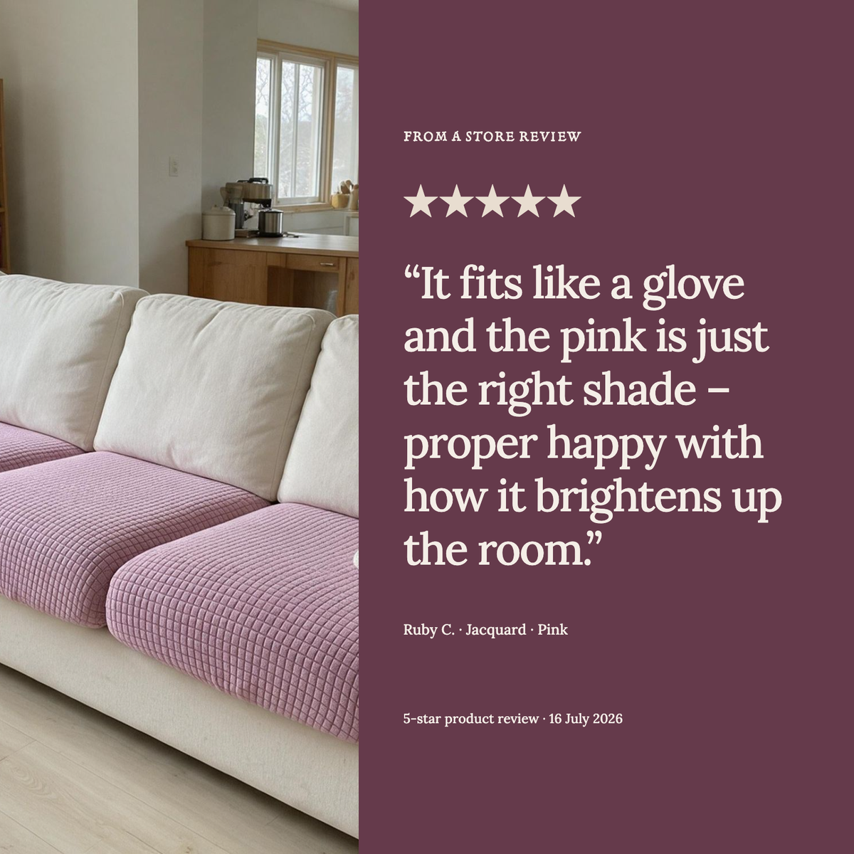 Jacquard-Sitzkissenbezug fürs Sofa – Rosa – Ansicht 10
