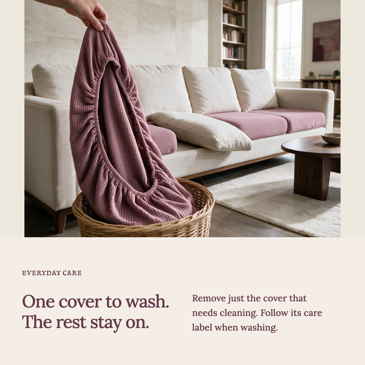 Jacquard-Sitzkissenbezug fürs Sofa – Rosa – Ansicht 9