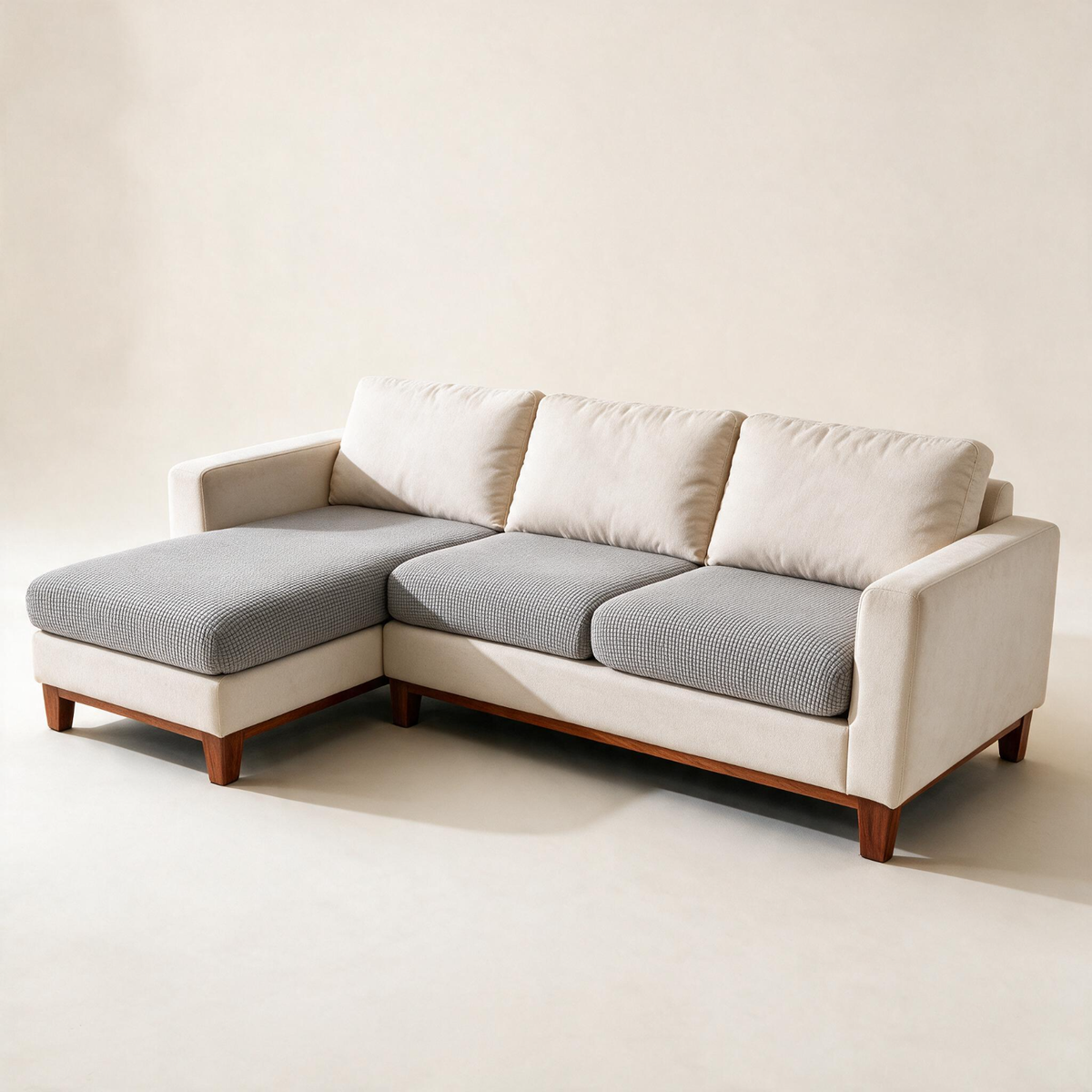 Jacquard-Sitzkissenbezug fürs Sofa – Hellgrau – Ansicht 1