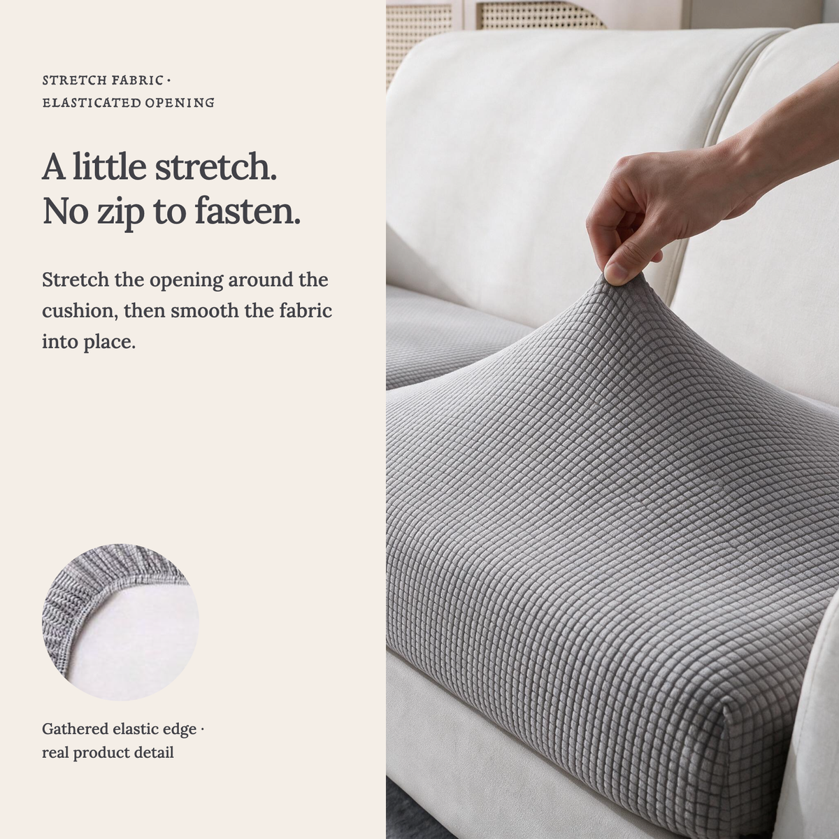 Jacquard-Sitzkissenbezug fürs Sofa – Hellgrau – Ansicht 8