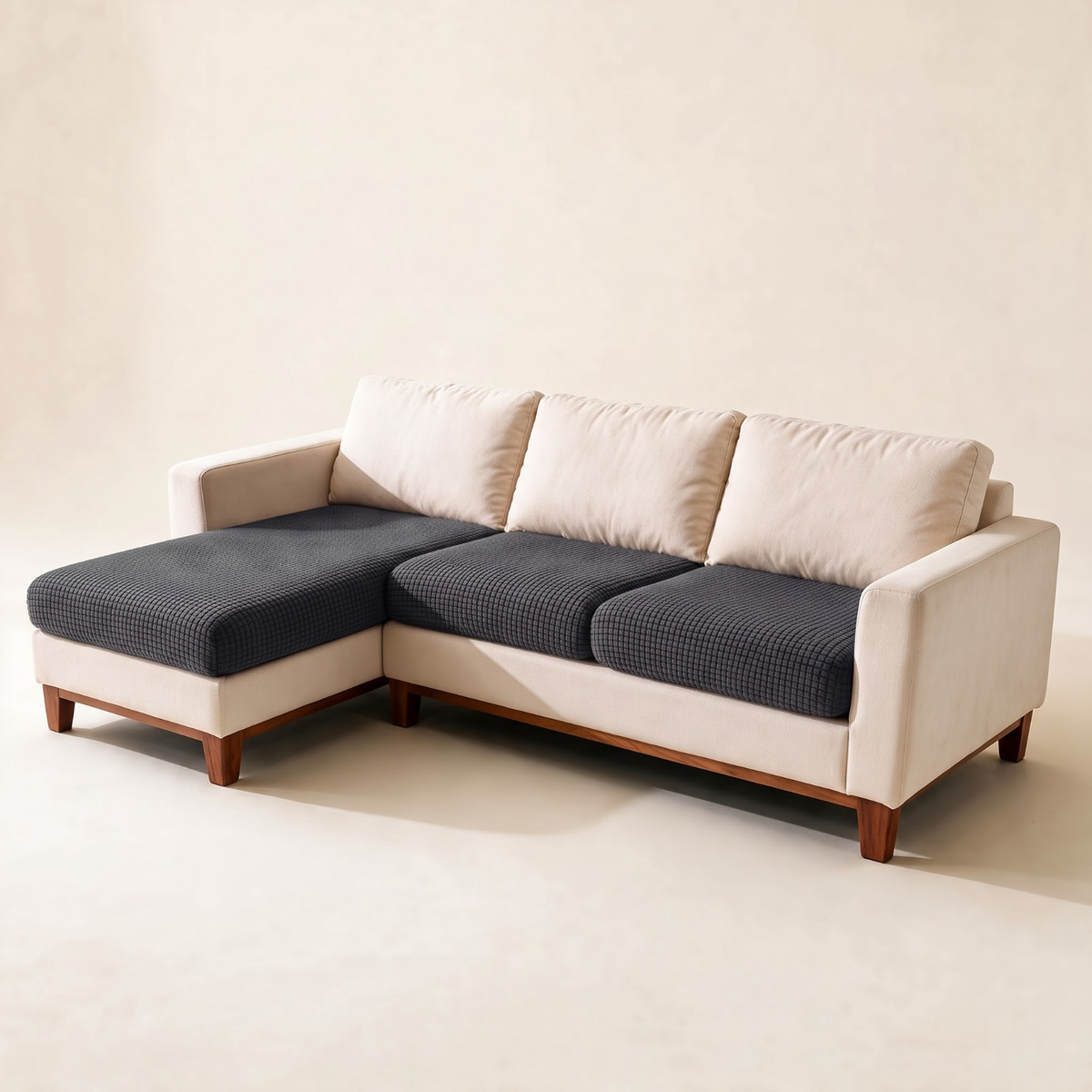 Jacquard-Sitzkissenbezug fürs Sofa – Dunkelgrau – Ansicht 1
