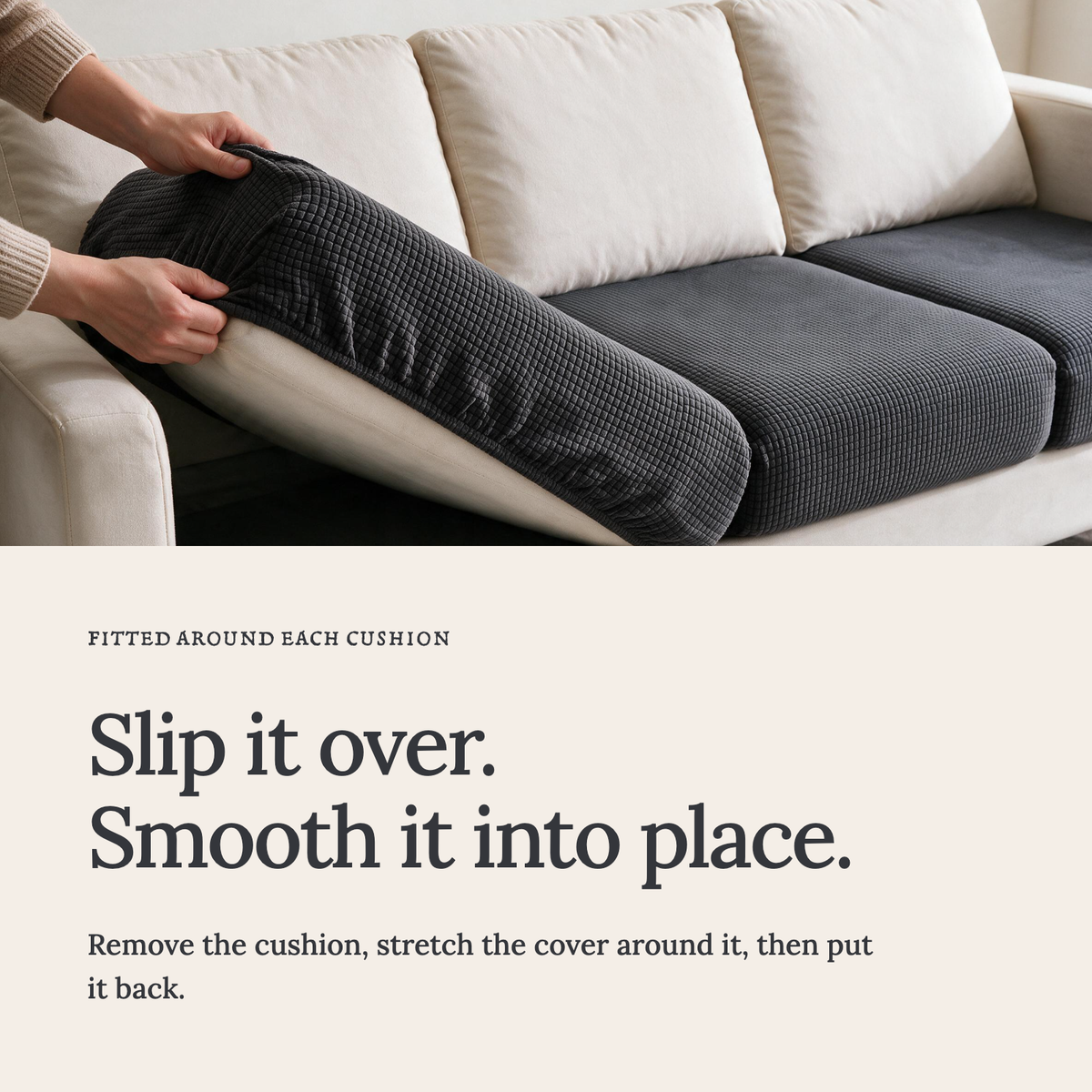 Jacquard-Sitzkissenbezug fürs Sofa – Dunkelgrau – Ansicht 4