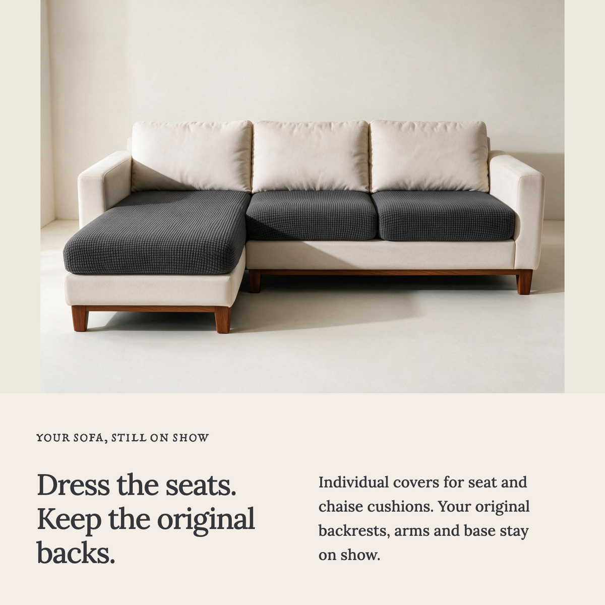 Jacquard-Sitzkissenbezug fürs Sofa – Dunkelgrau – Ansicht 3