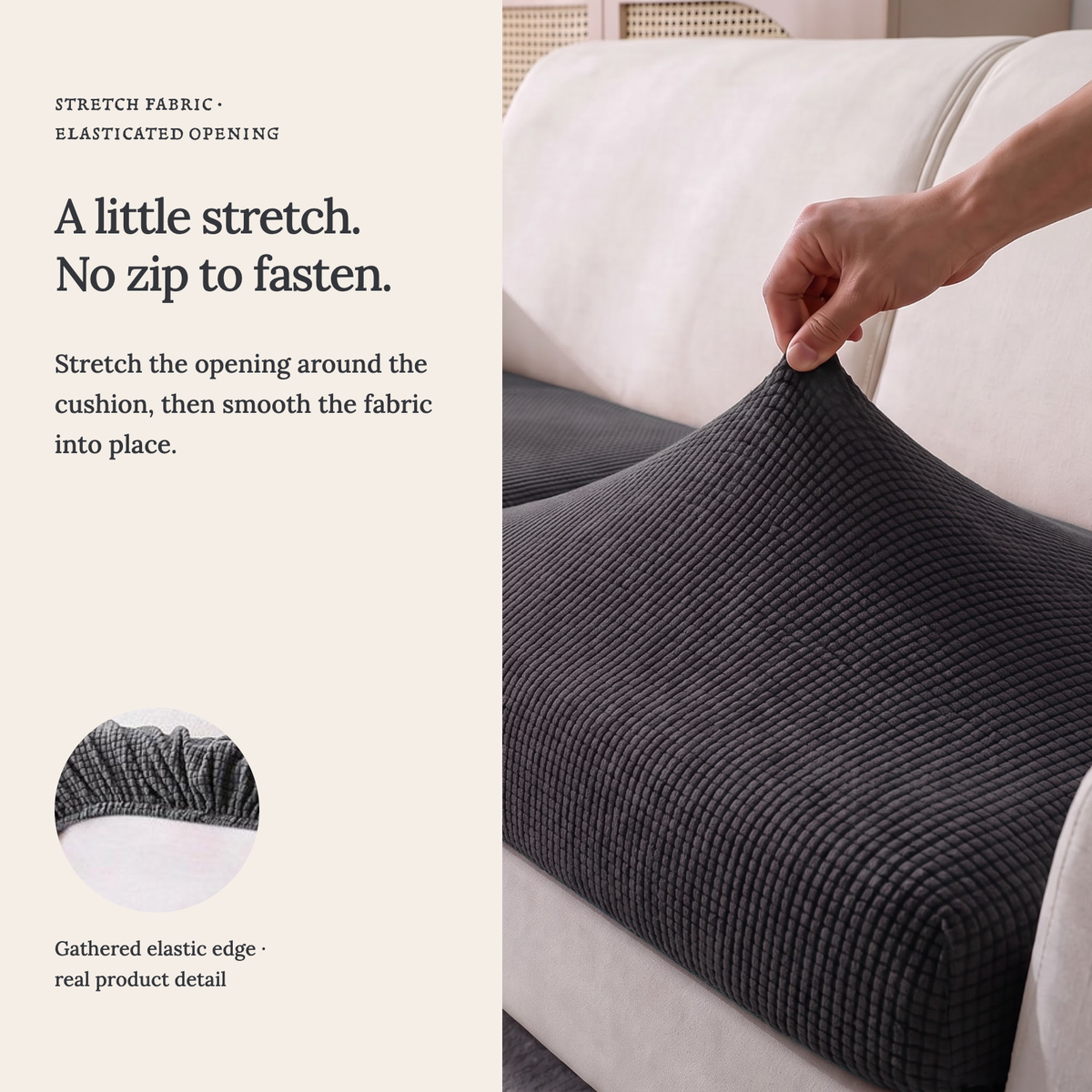 Jacquard-Sitzkissenbezug fürs Sofa – Dunkelgrau – Ansicht 8